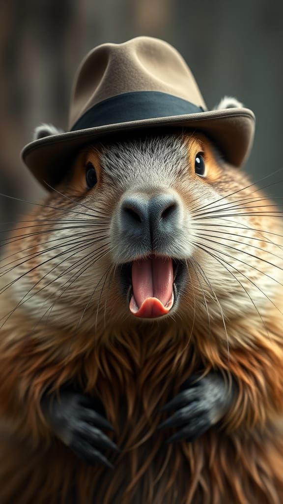Beaver in Fedora Whistling a Tune