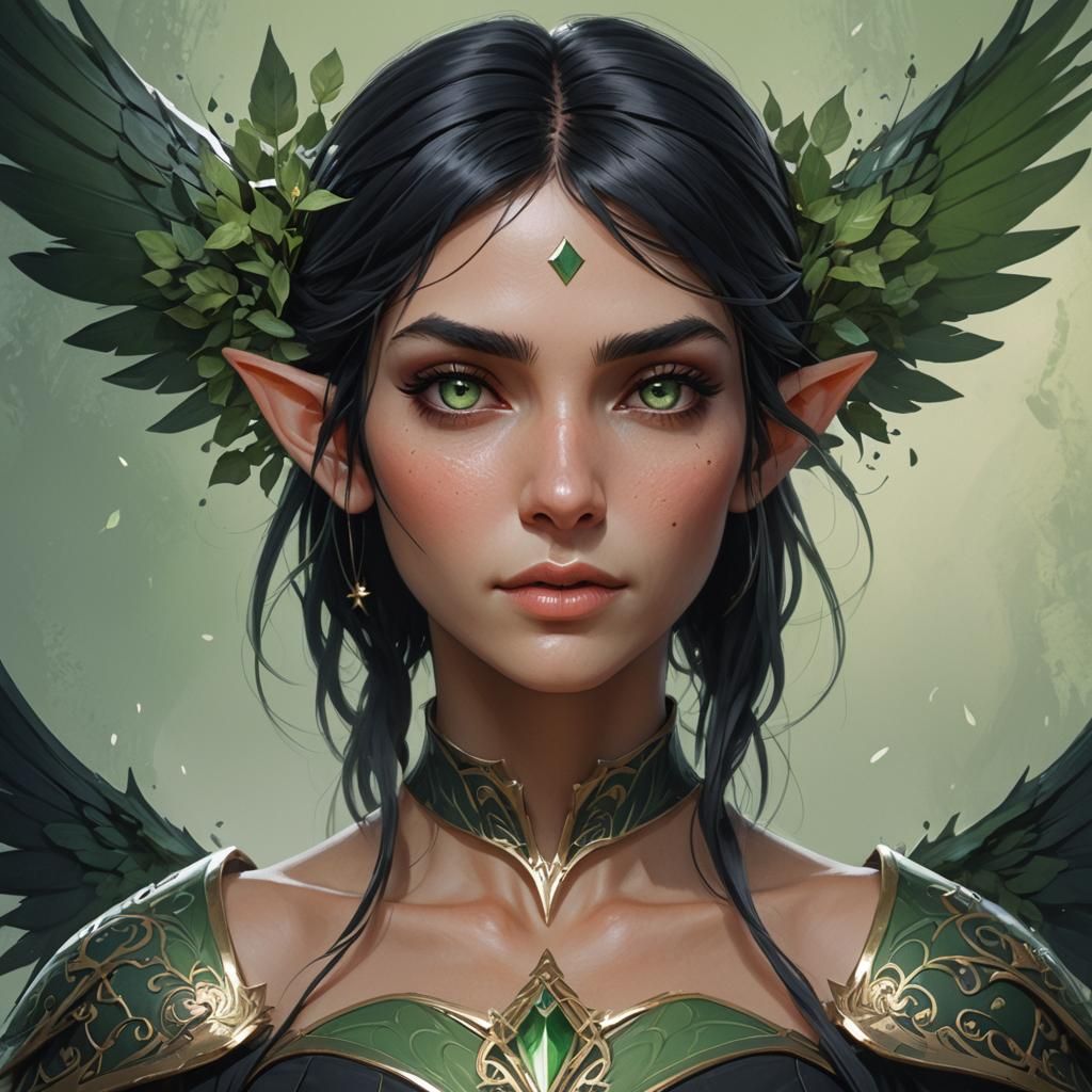 Dark Elf Portrait in Art Nouveau Style