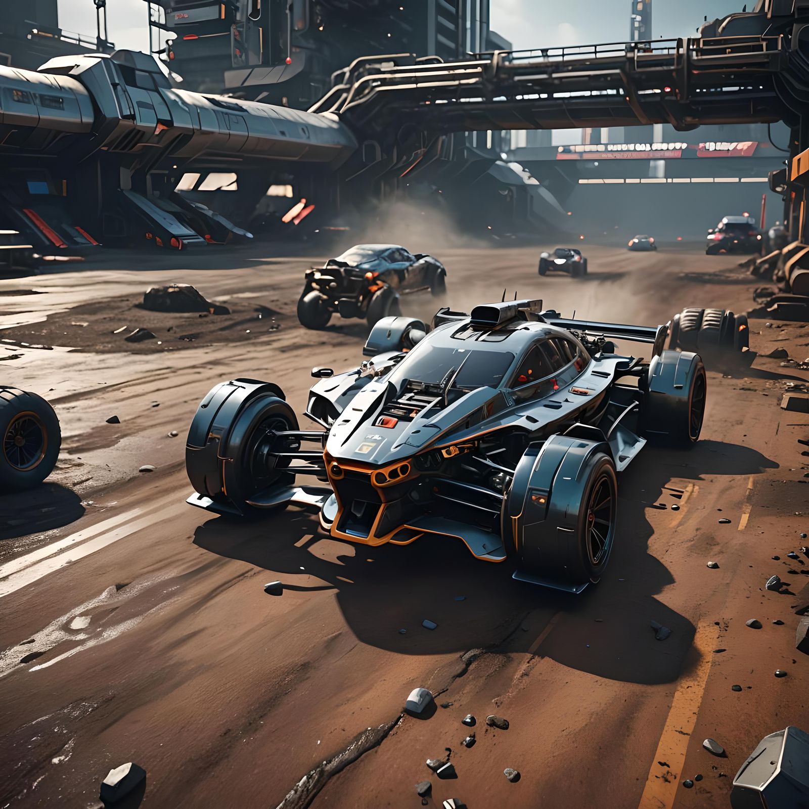 Futuristic High Performance Race Car in Sci-Fi Style