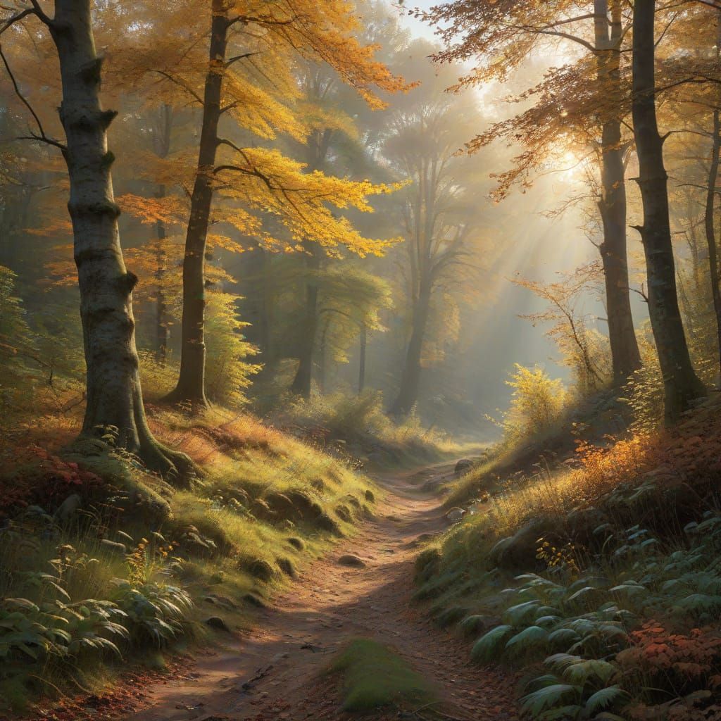 Serene Autumn Landscape in Warm Golden Light