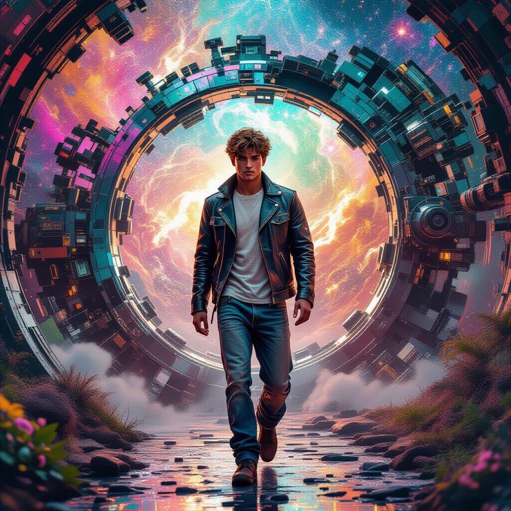 Cosmic Man Steps Out of Dreamlike Machinery