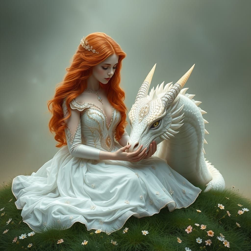 Copper Princess Enchants with Majestic Dragon in Whimsical S...