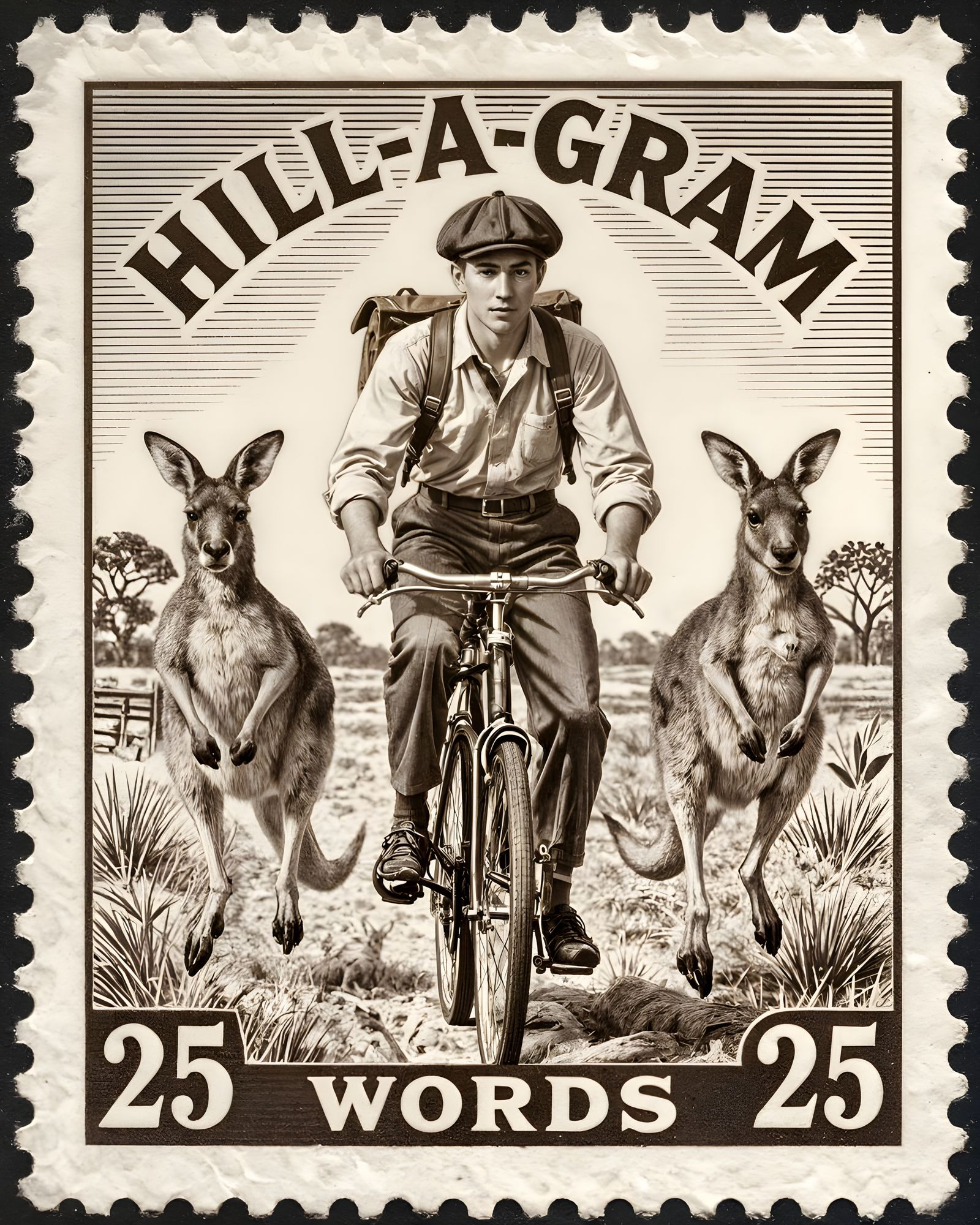 Vintage Stamp: Delivery Teen with Kangaroos in Rural Austral...