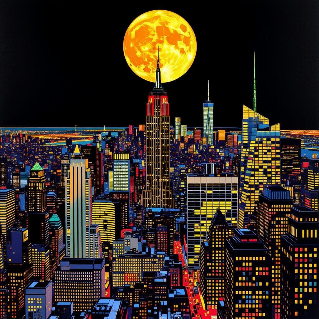 Art Deco New York City Skyline at Dusk