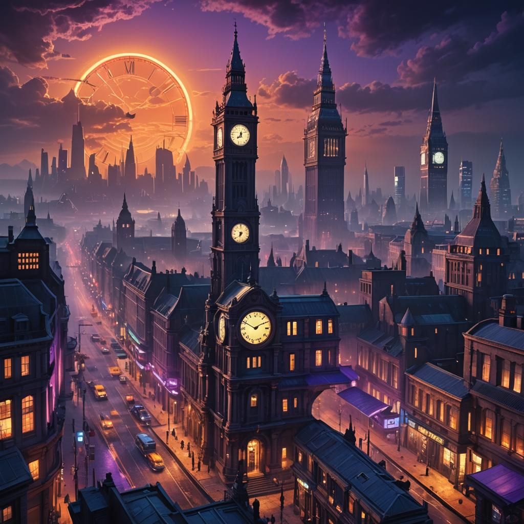 Futuristic London Skyline with Magical Elements