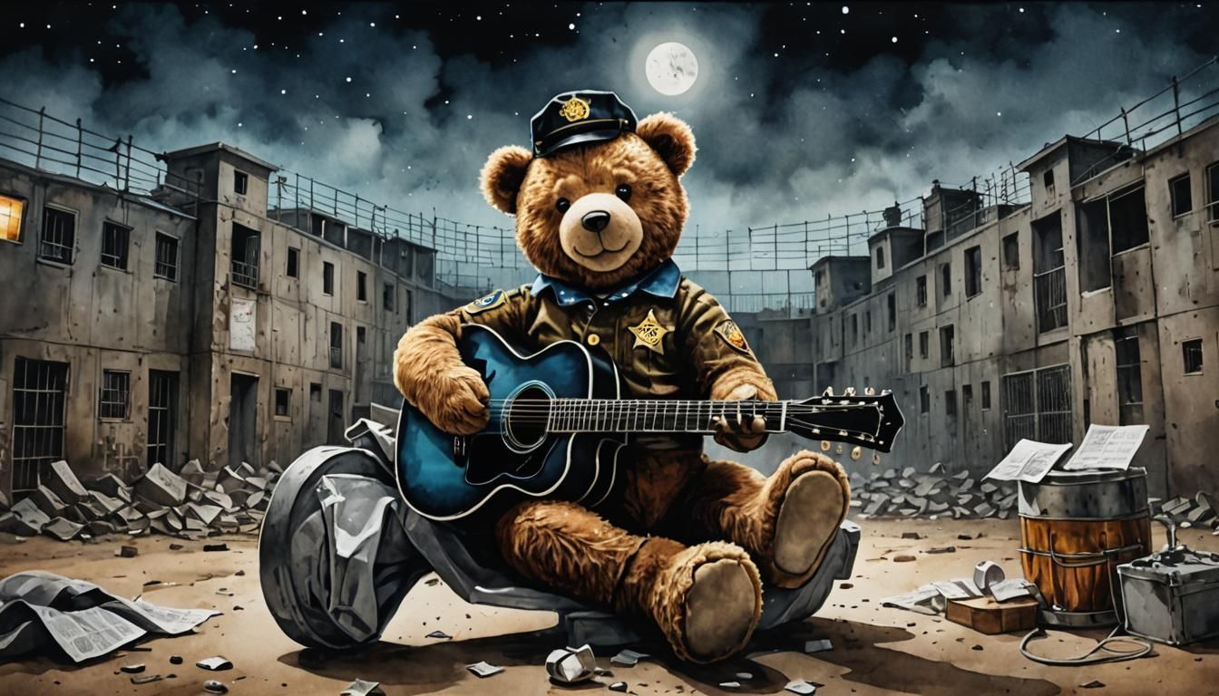 Teddy Bear Elvis in Jailhouse Rock Alcohol Ink