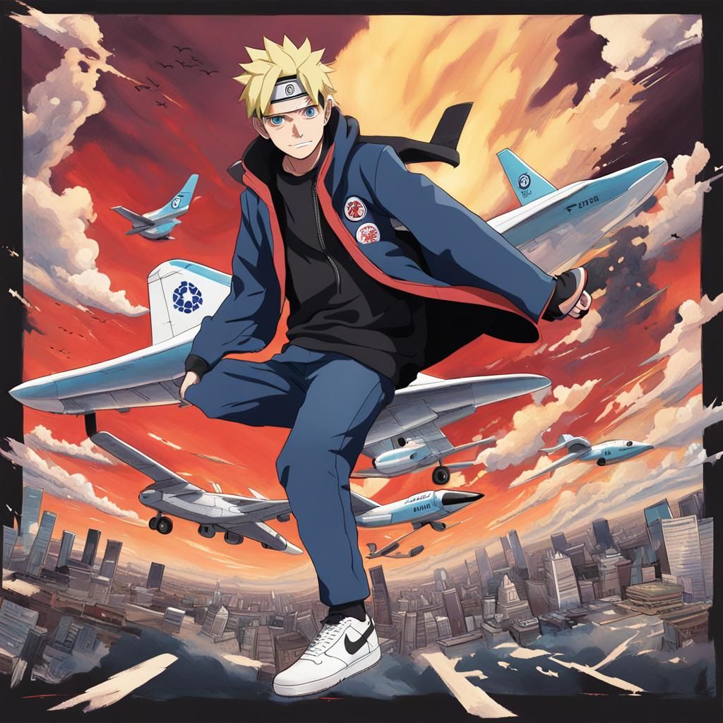 Boruto with Air Force 1 in Anime Style