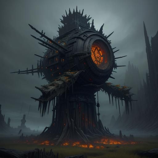 Gloom Ballista: Ancient Plant Weapon with Dark Orbs