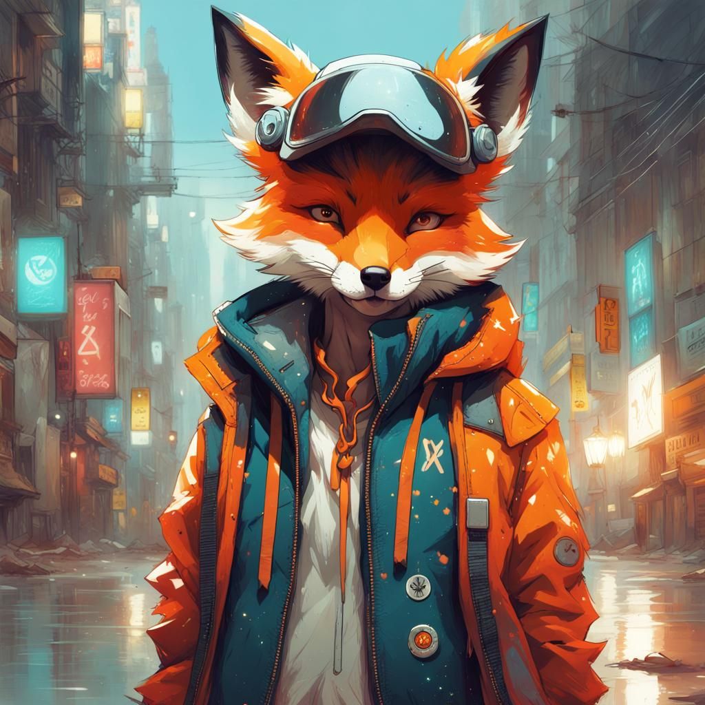 Anime Fox Character in Urban Style
