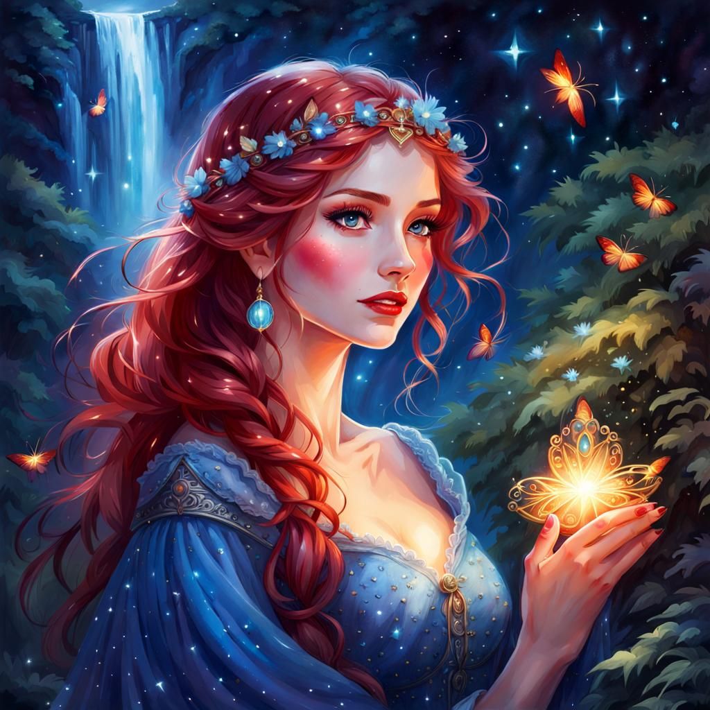 Magical Fairytale Princess in Watercolor Forest