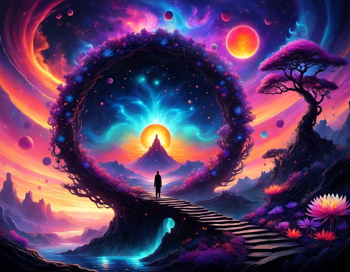 Surreal Black Opalescent Bioscape with Primal Energies