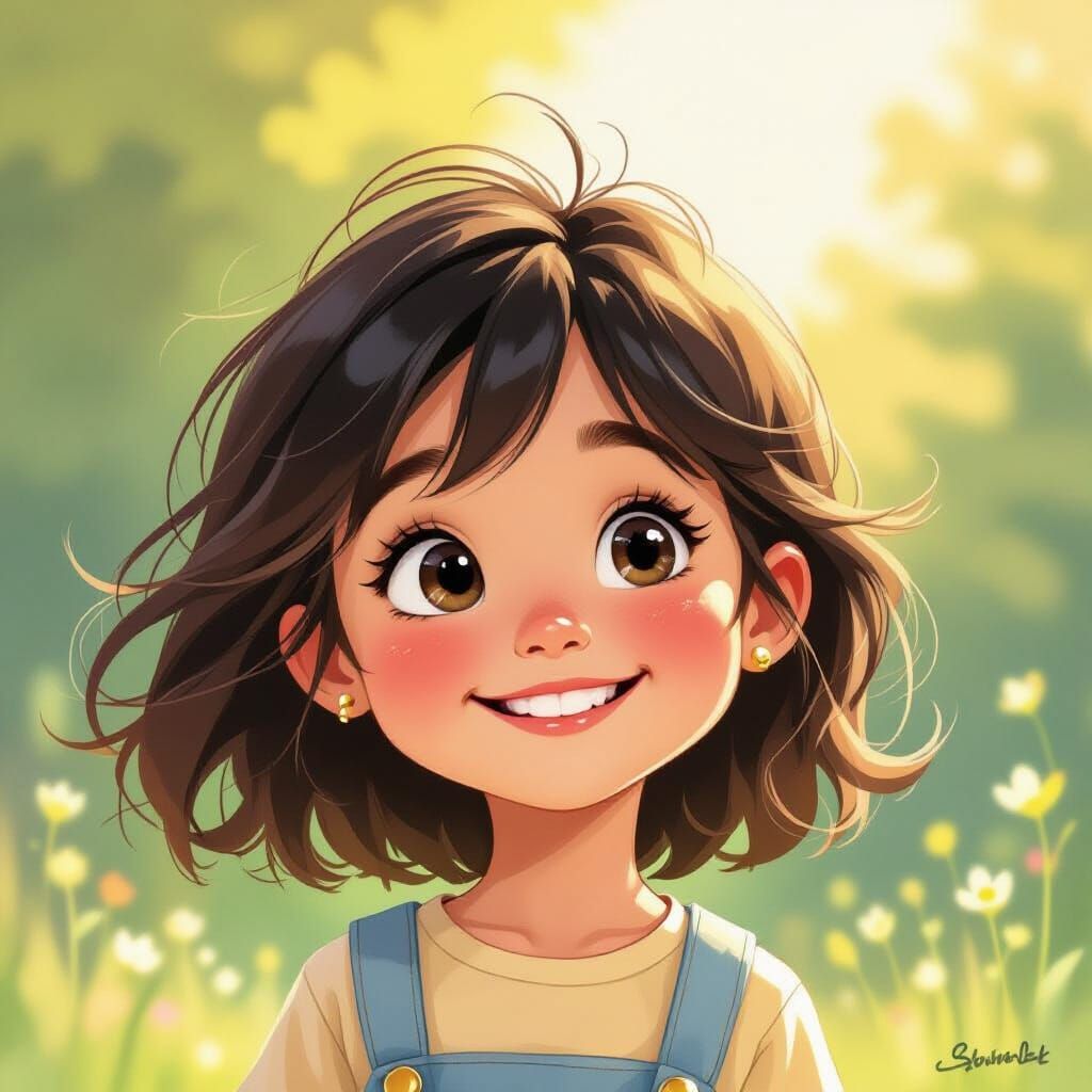 Cute Girl Smiling with Mischievous Eyes
