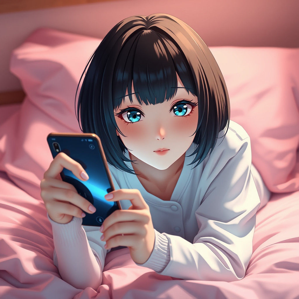 Anime Woman Creating Digital Art in 3D Style