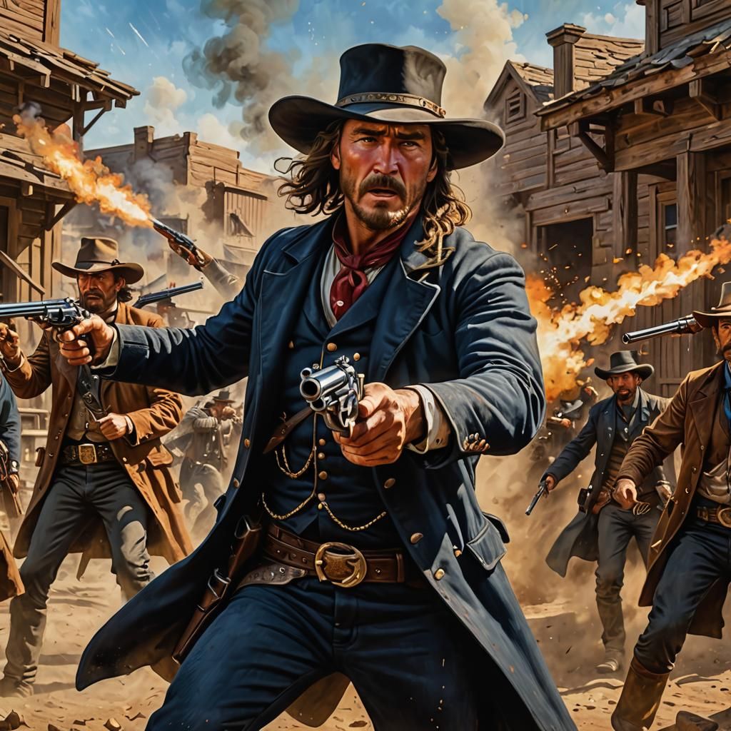 Wild Bill Hickock Gunslinger in Hyperrealistic Action