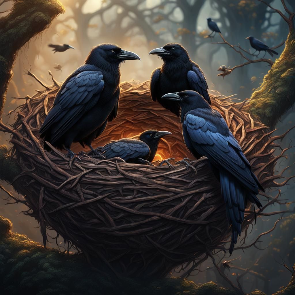 Crows Watching Beauty: Detailed Matte Painting