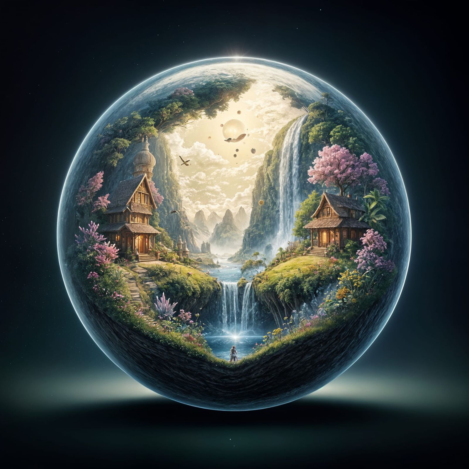 Tiny World Inside Glass Orb: A Detailed View