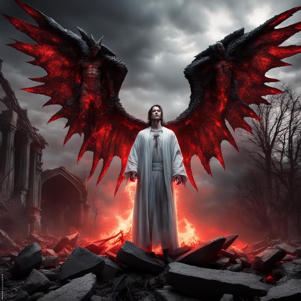 Lord of Hell with Angel in Ruins