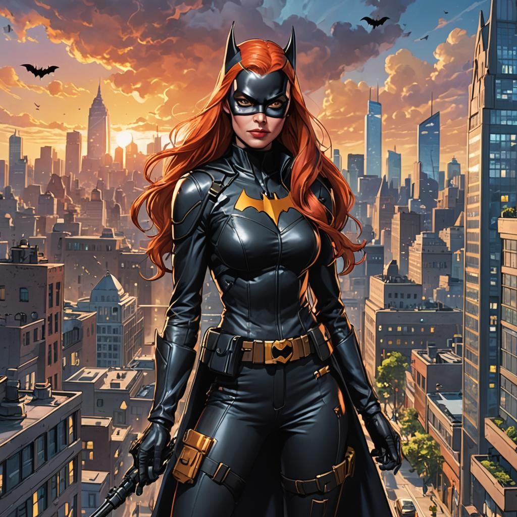 Catwoman-Inspired Heroine in Cityscape Setting