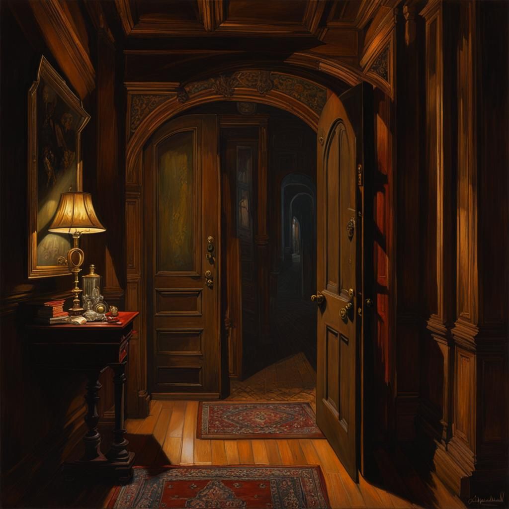 Spooky Hallway in Renaissance Mansion: Dark Fantasy Art