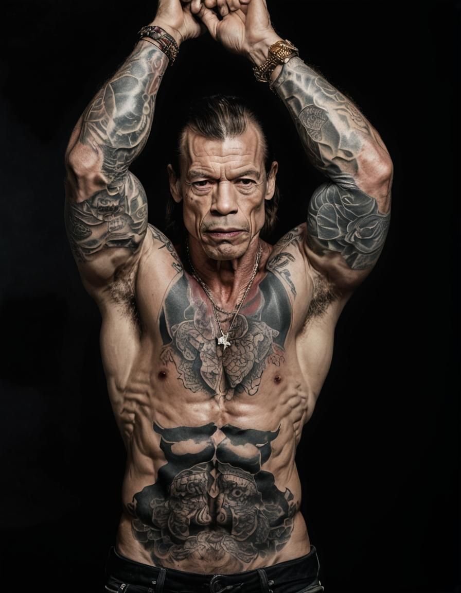 Muscular Tattooed Man Portrait