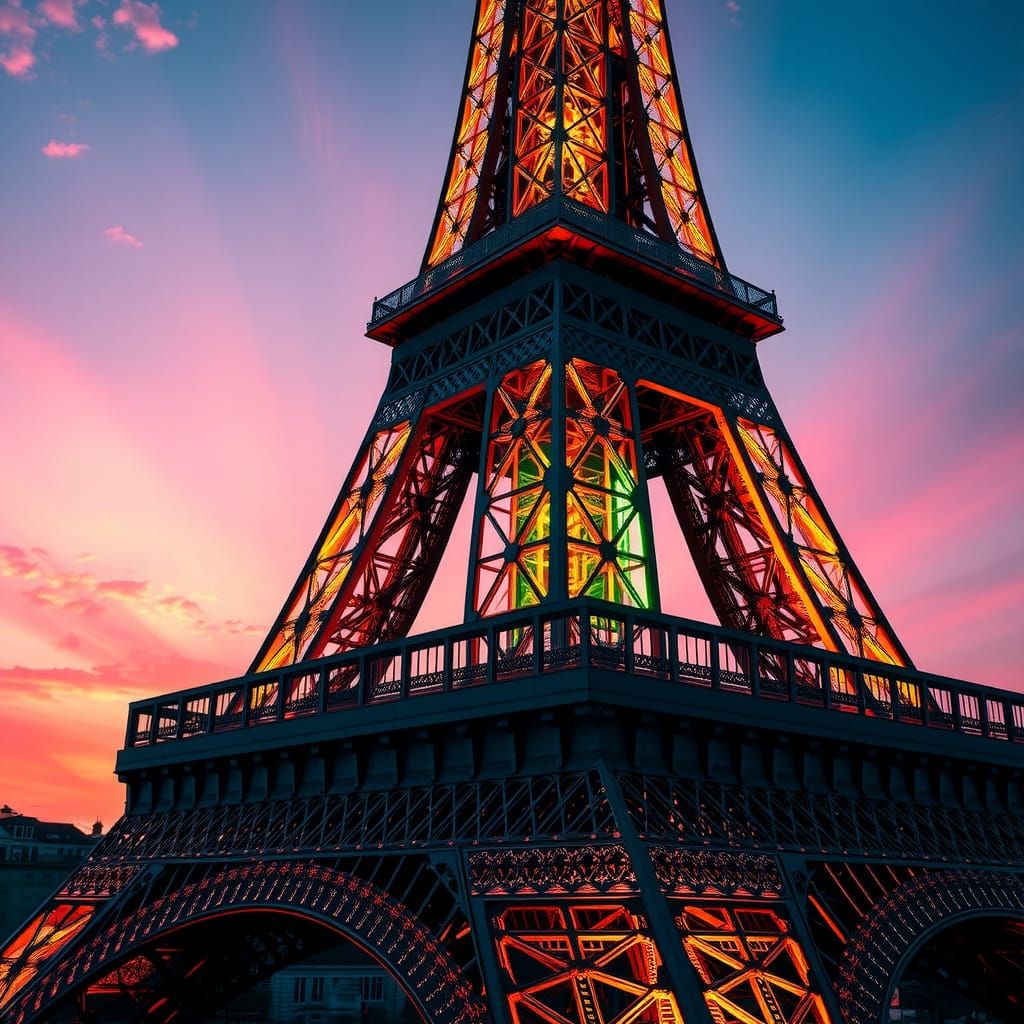 Eiffel Tower Radiating Luminescence at Dusk