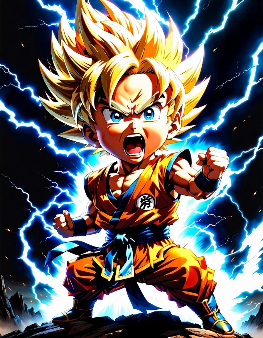 Chibi Character Super Saiyan Transformation