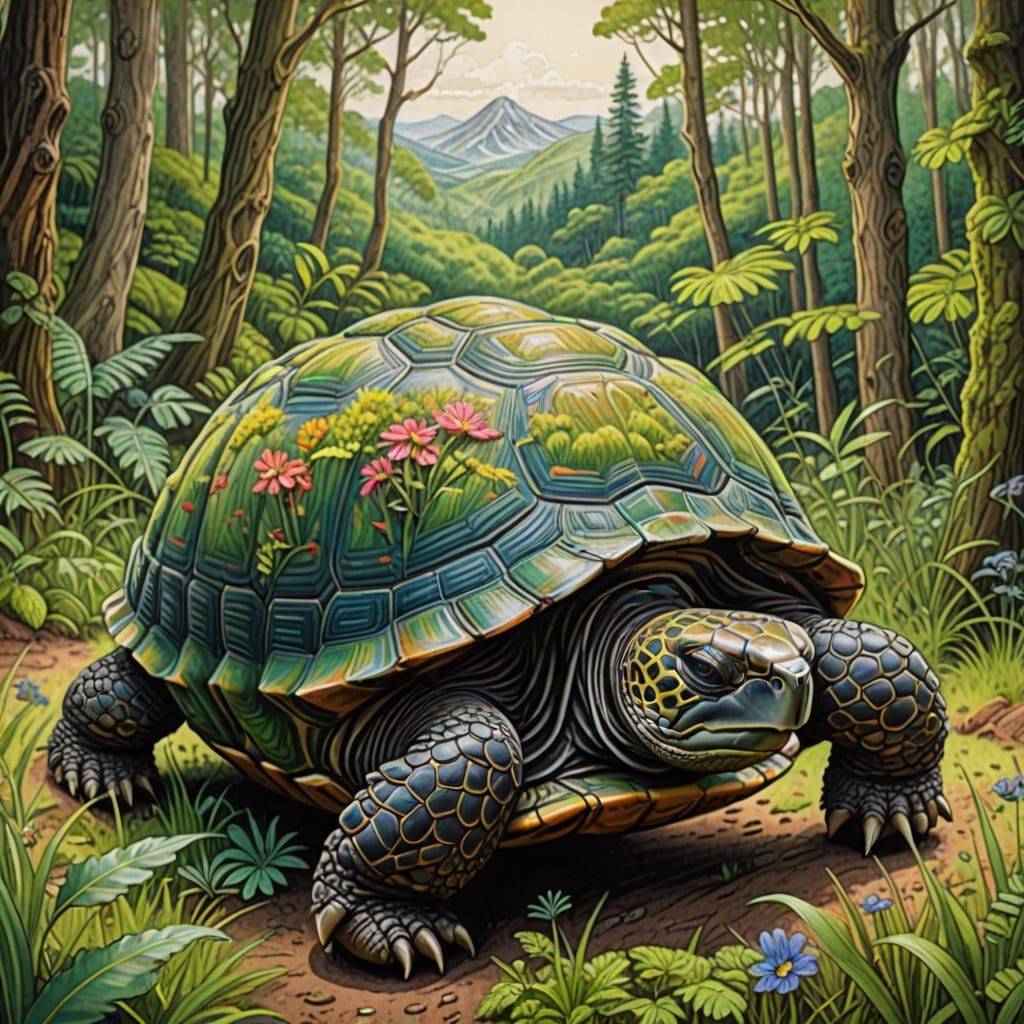 Flowery Forest Tortoise in Wild Dune