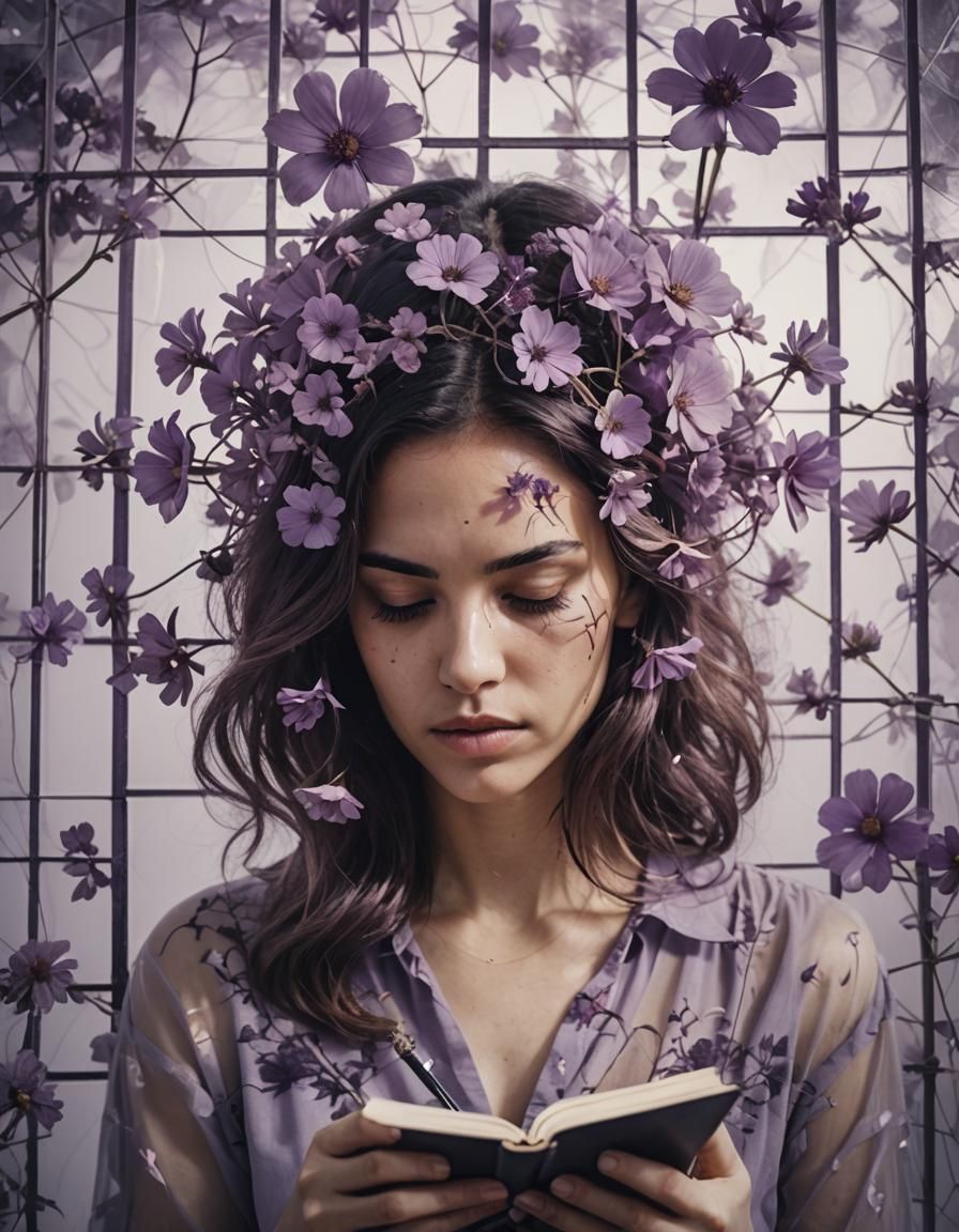 Woman's Floral Mindscape in Confined Space