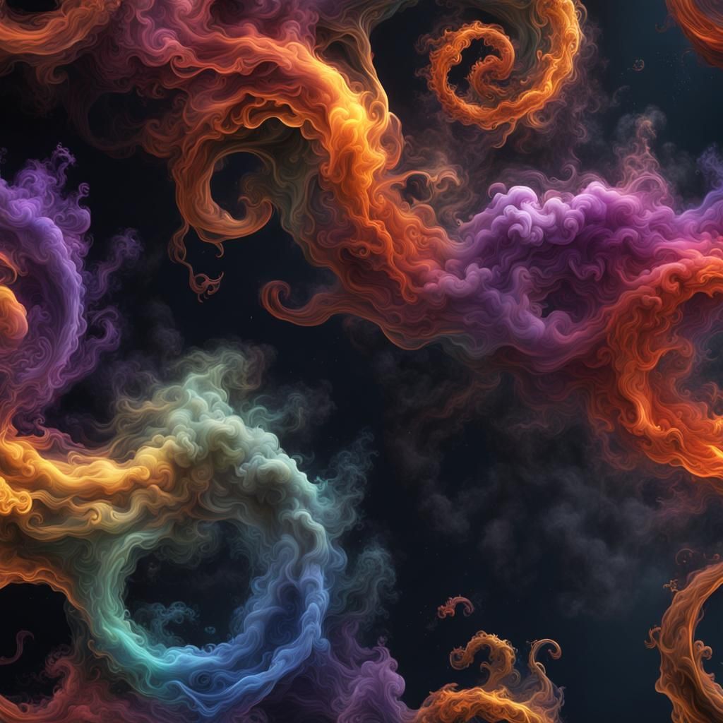 Colorful Smoke Spirals in Detailed Matte Painting