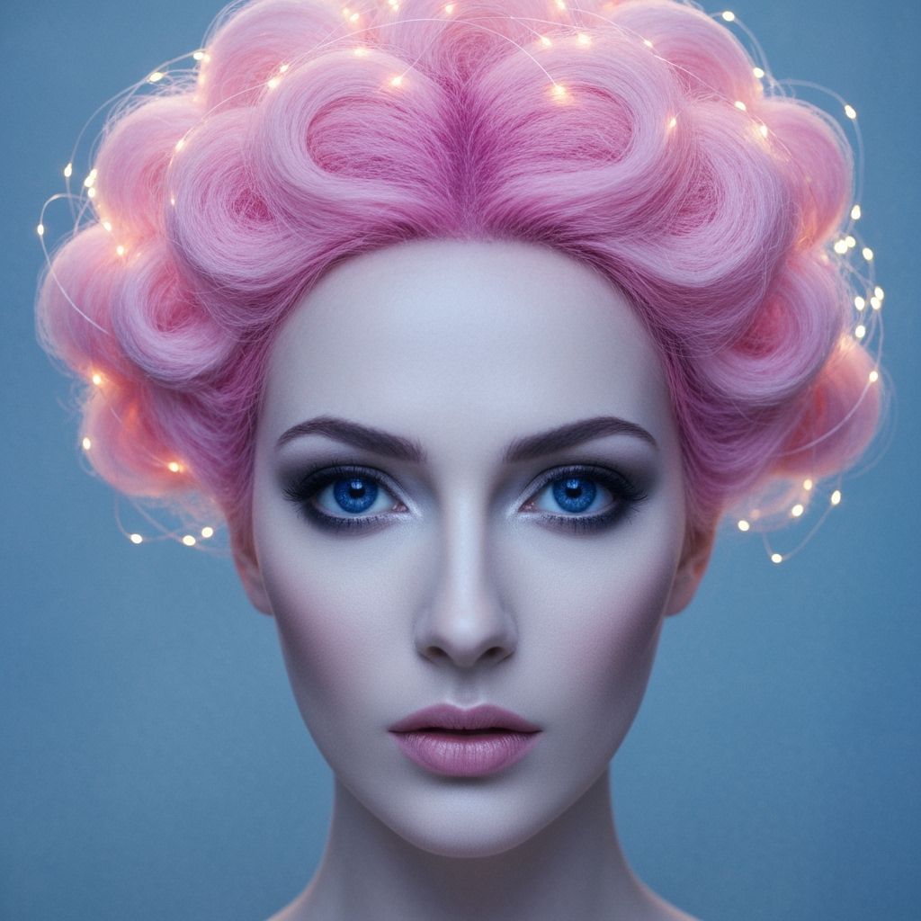 Dreamy Woman with Cloud Hair, Cinematic Style