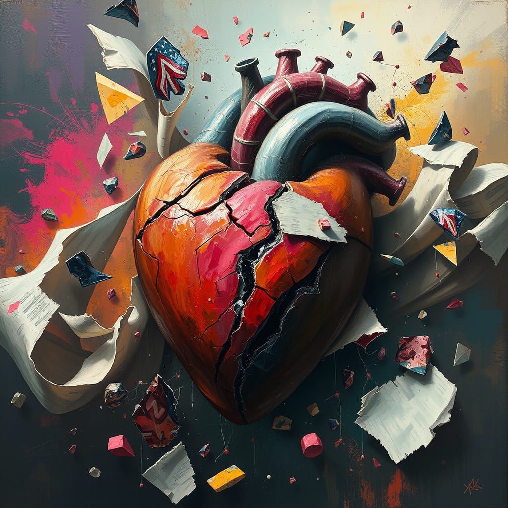 Fractured Heart in Dreamlike Emotional Turmoil