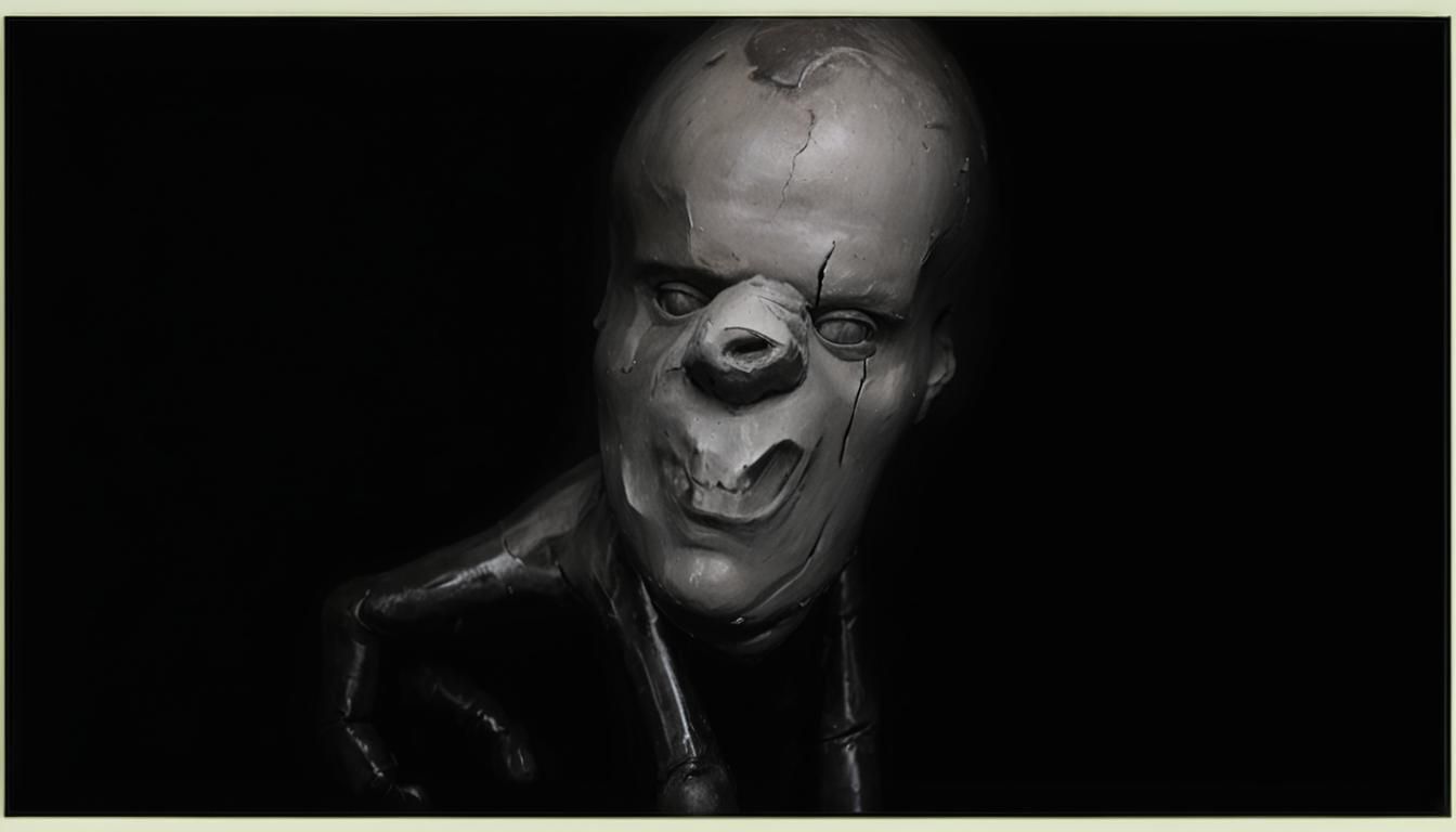 Surreal Distorted Clay Head in Oil Painting Style