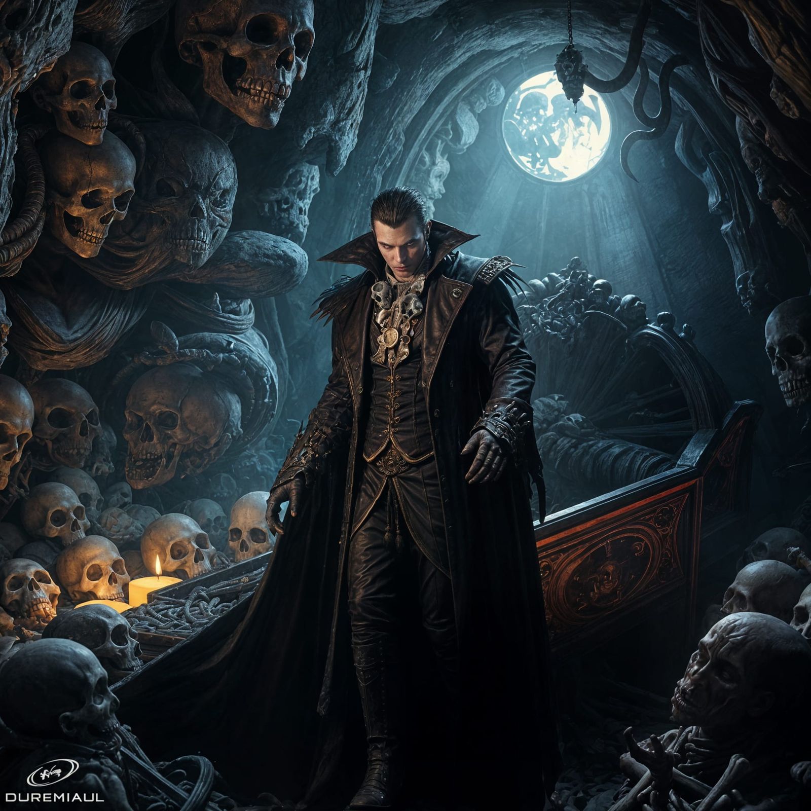 Vampire in Catacomb: Dark Fantasy Concept Art