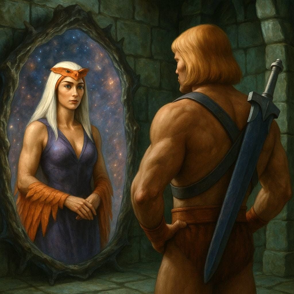 Sorceress Communicates Through Magic Mirror Portal