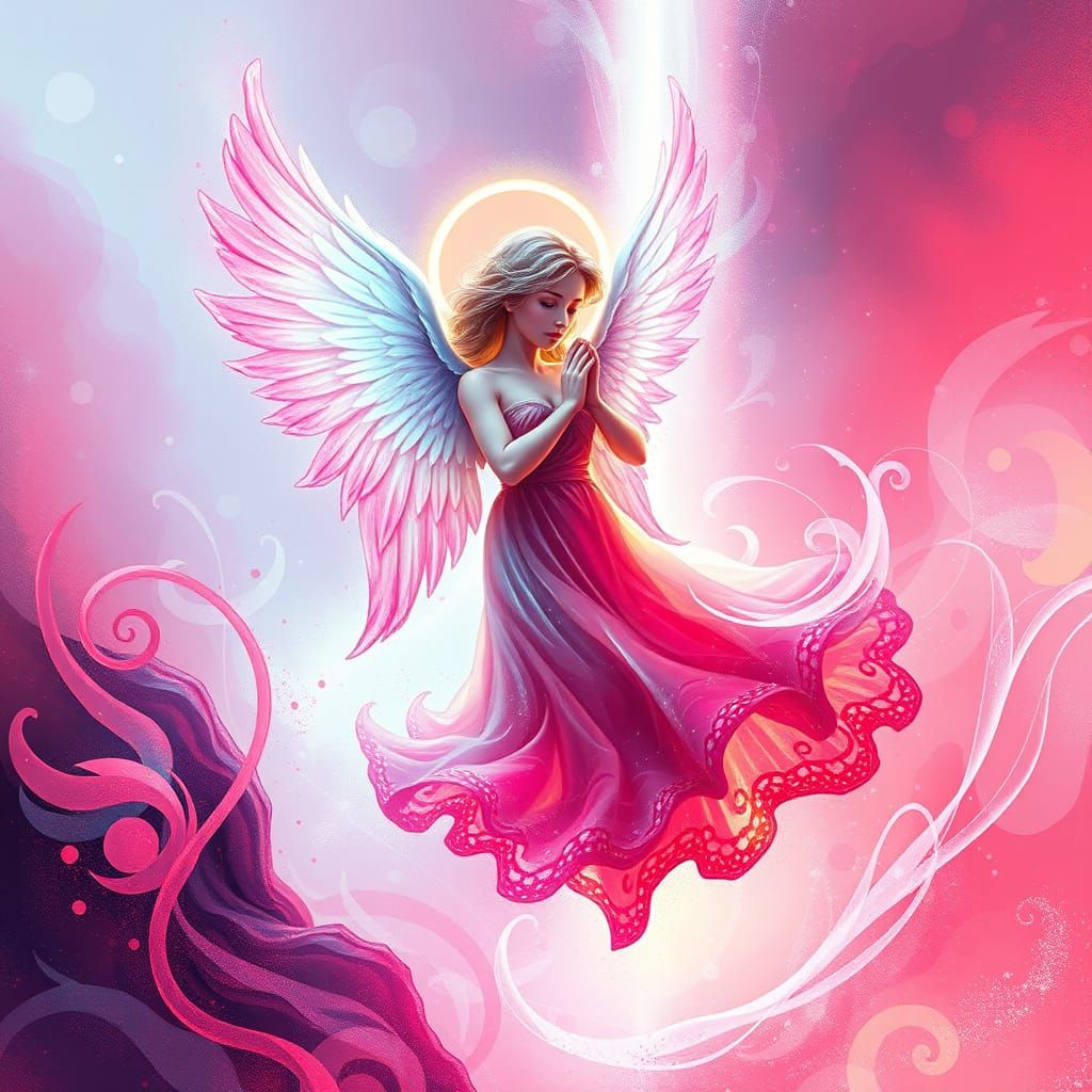 Enchanted Angel Dances in Radiant Waterspout