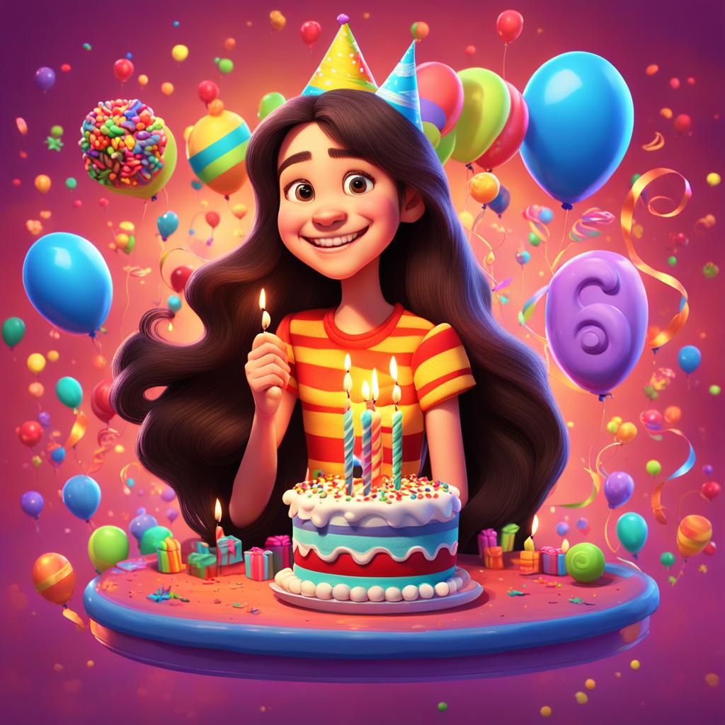 Girl's 6th Birthday in Pixar-style 3D Art