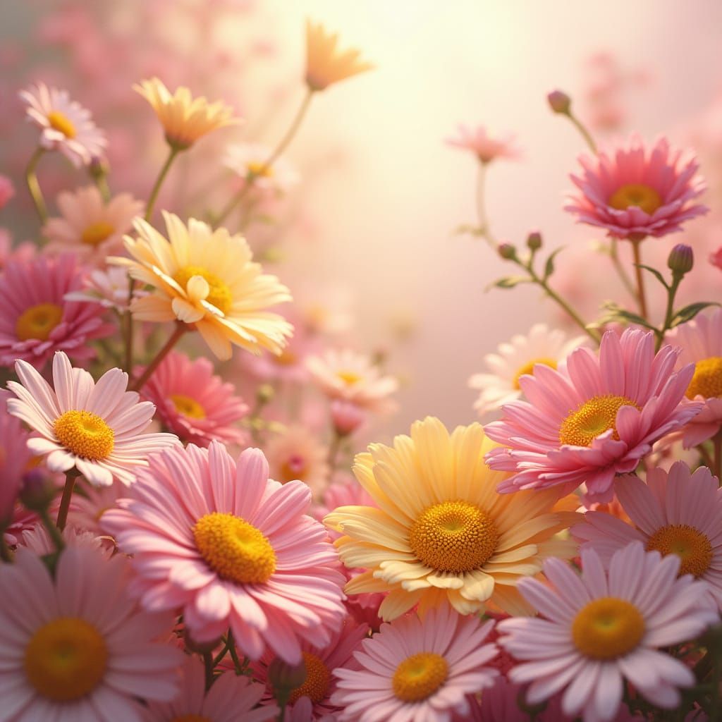 Whimsical Floral Wonderland in Vibrant Pastel Hues