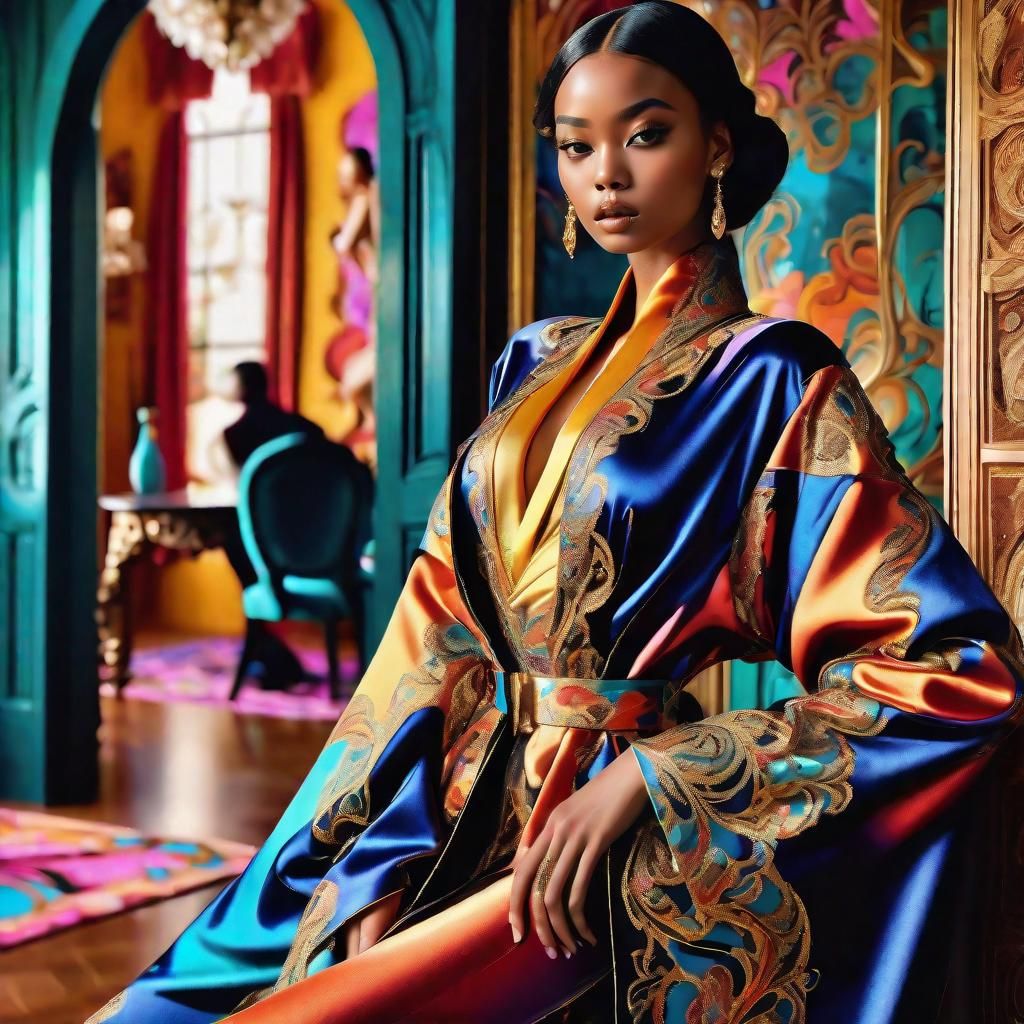 Voluptuous Woman in Ornate Velvet Robes