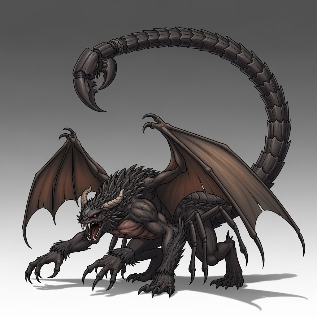 Scornine Creature with Wings and Scorpion Tail