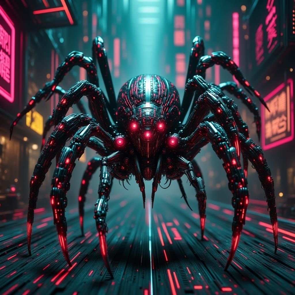 Cyberpunk Spider in Futuristic Form
