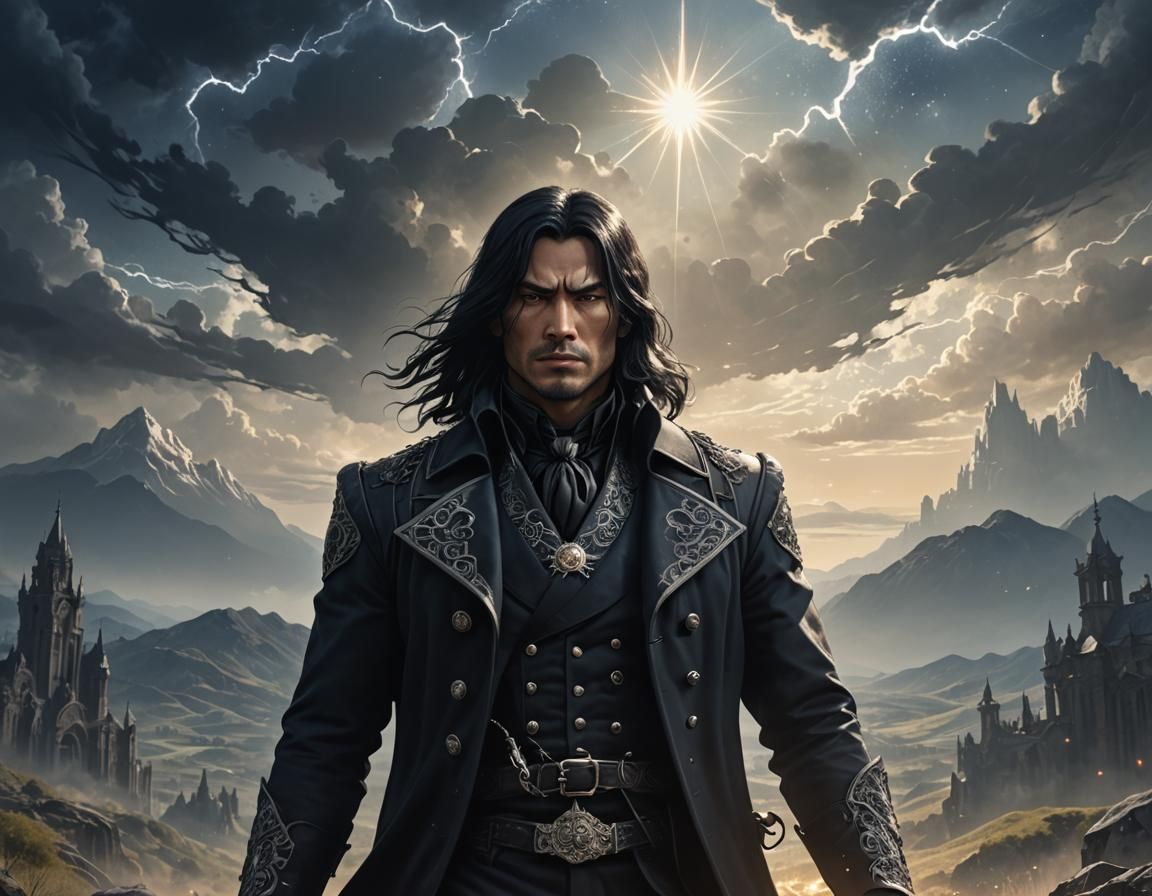 Gothic Victorian Man in Ethereal Anime-Inspired 3D Art