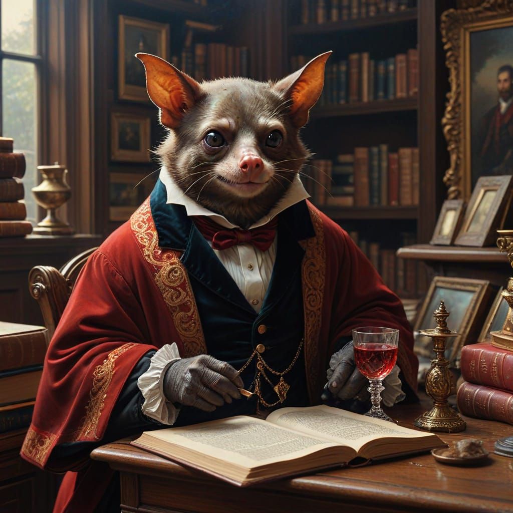 Charming Vampire Bat Portrait in Victorian Style