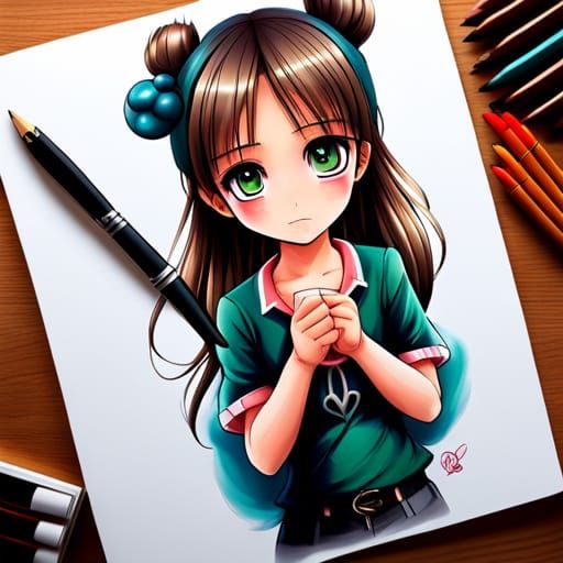 Anime Girl Portrait in Manga Style, 8k