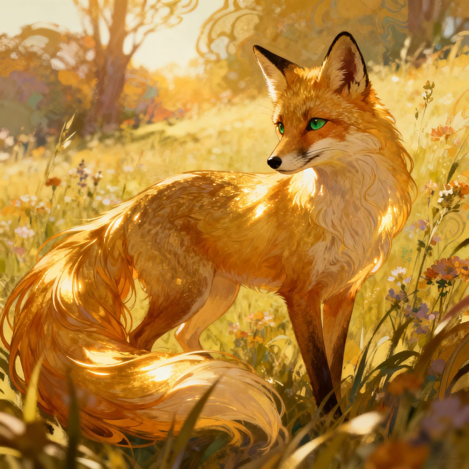 Beautiful Fox Portrait with Silky Fur