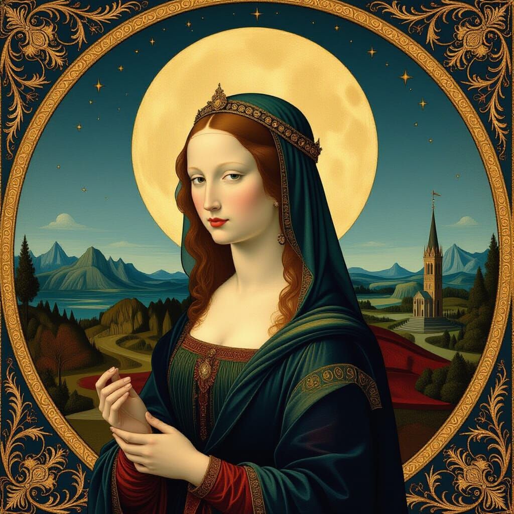Lunar Goddess in Style of Van Eyck