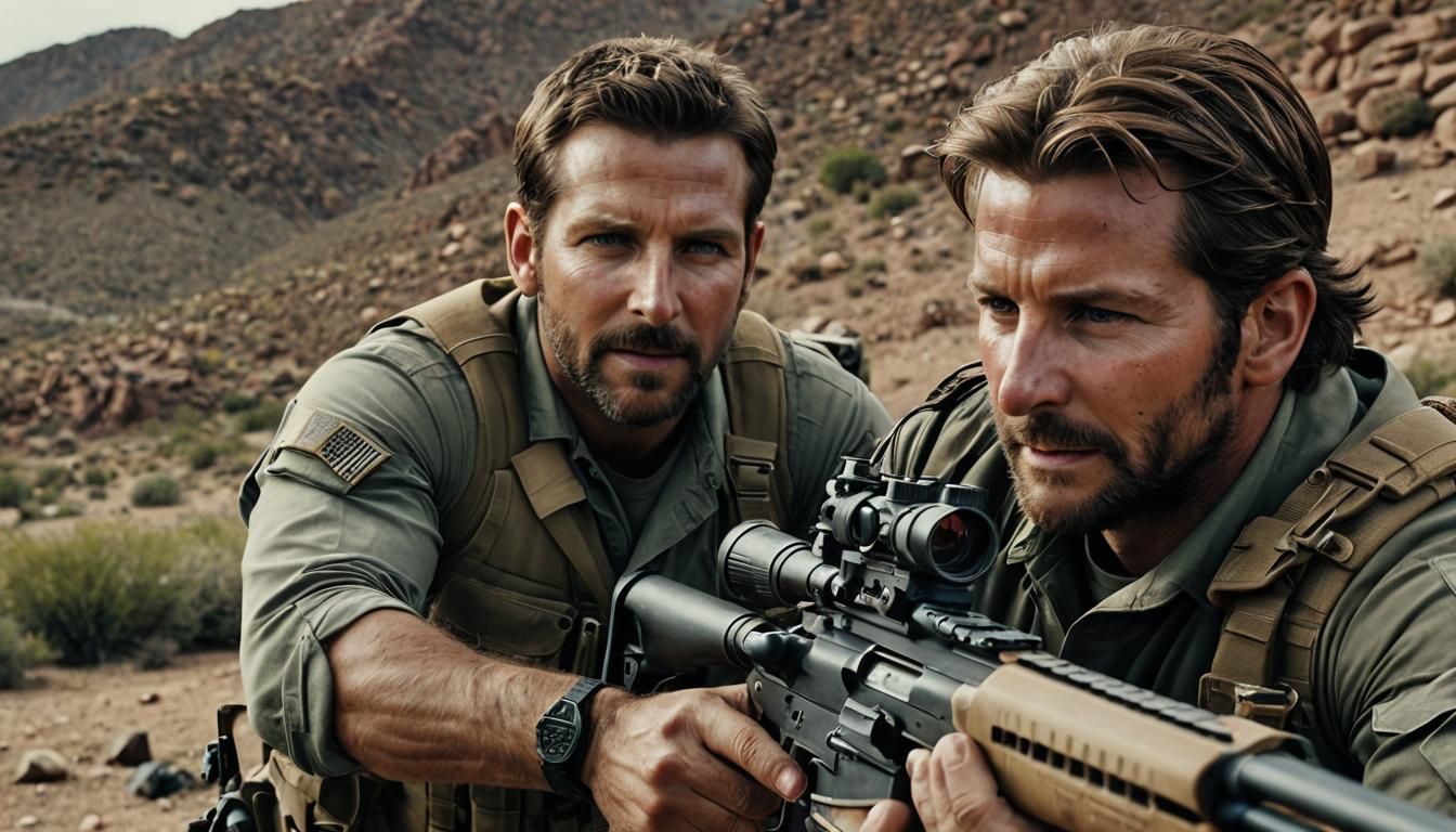 Hyperrealistic Close-Up of a Sniper with Gun