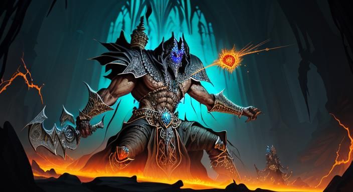 Chakan Battles Wraith: Stained-Glass Fantasy Artwork