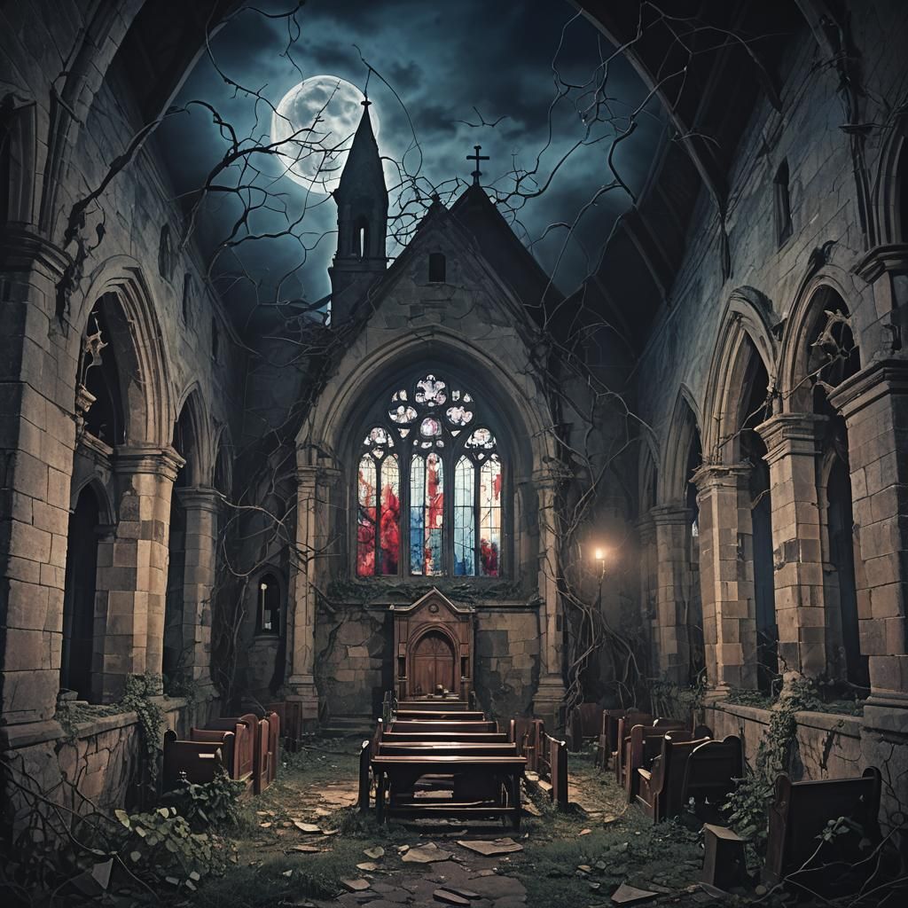 Eerie Ghosts in Abandoned Gothic Church