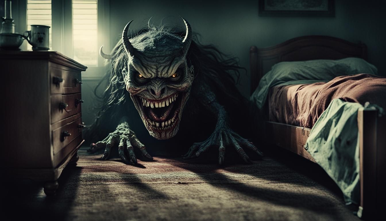 Demonic Spirit Hiding Under Bed: Cinematic Horror
