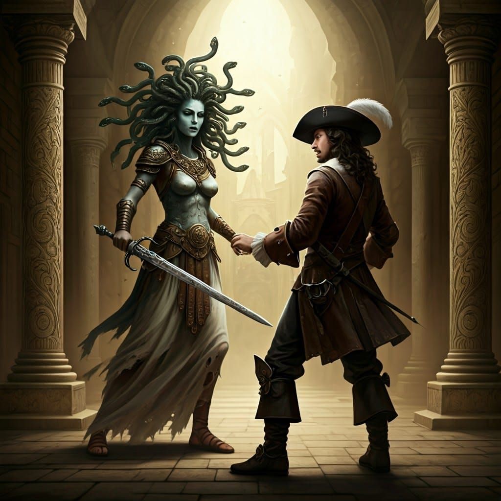 Medusa Defends Herself Against Musketeer